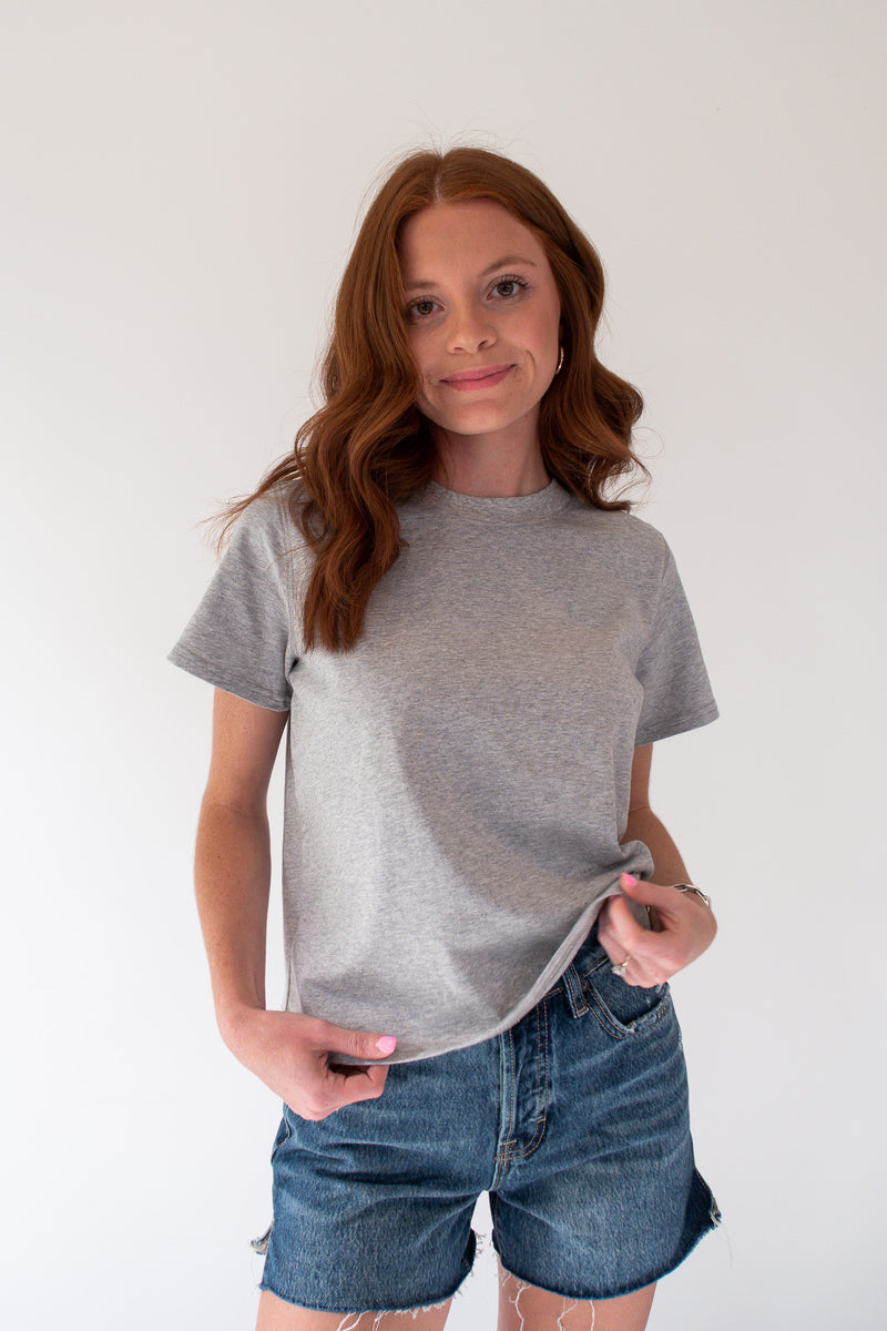 Cali Basic Cotton Tee - Heather Grey