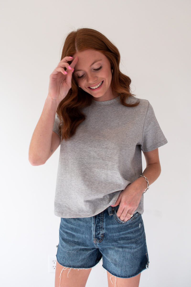 Cali Basic Cotton Tee - Heather Grey