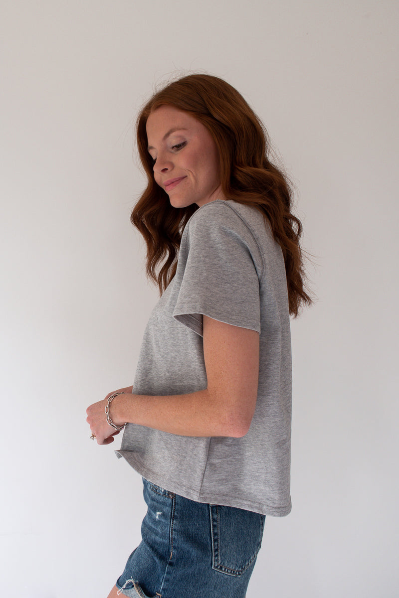 Cali Basic Cotton Tee - Heather Grey