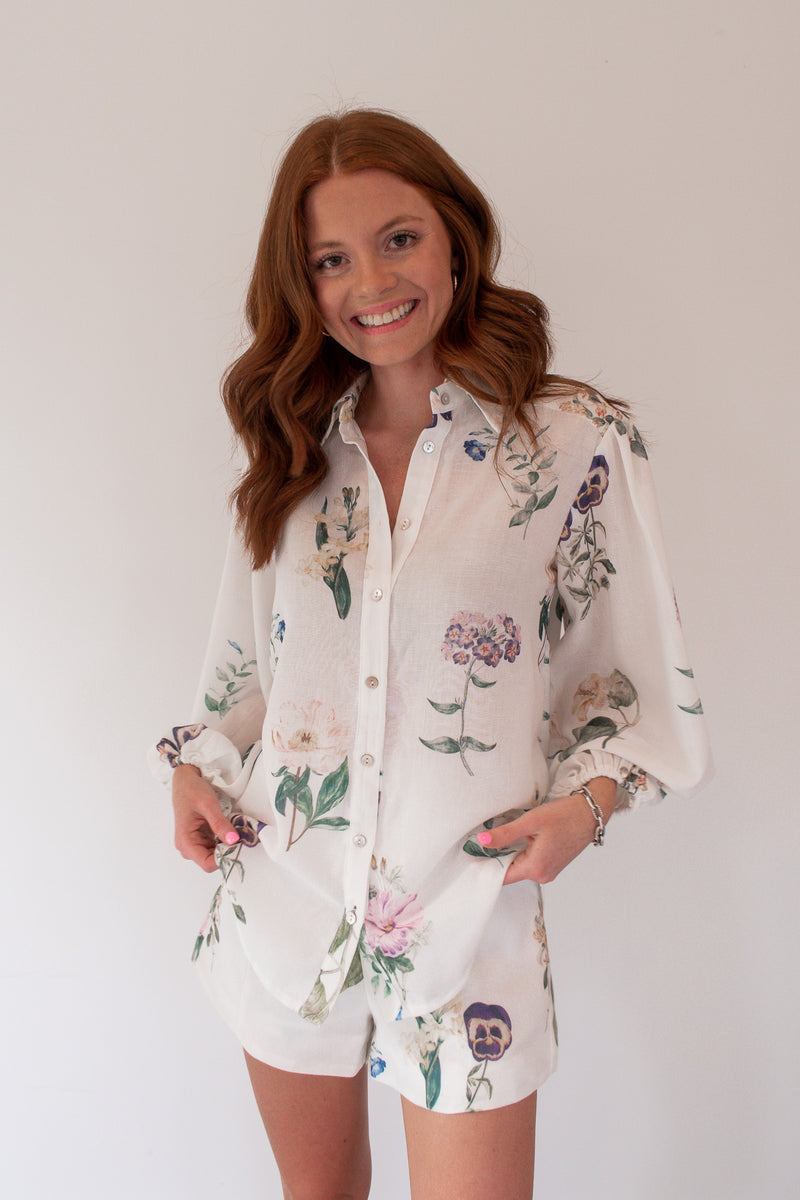 May Floral Button Blouse