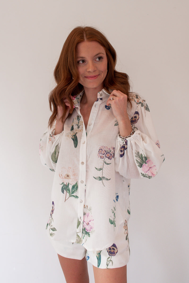 May Floral Button Blouse