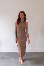 Bali Taupe Ribbed Midi Dress