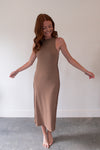 Bali Taupe Ribbed Midi Dress