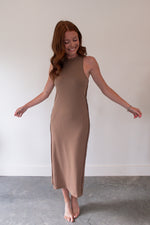 Bali Taupe Ribbed Midi Dress