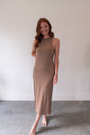 Bali Taupe Ribbed Midi Dress