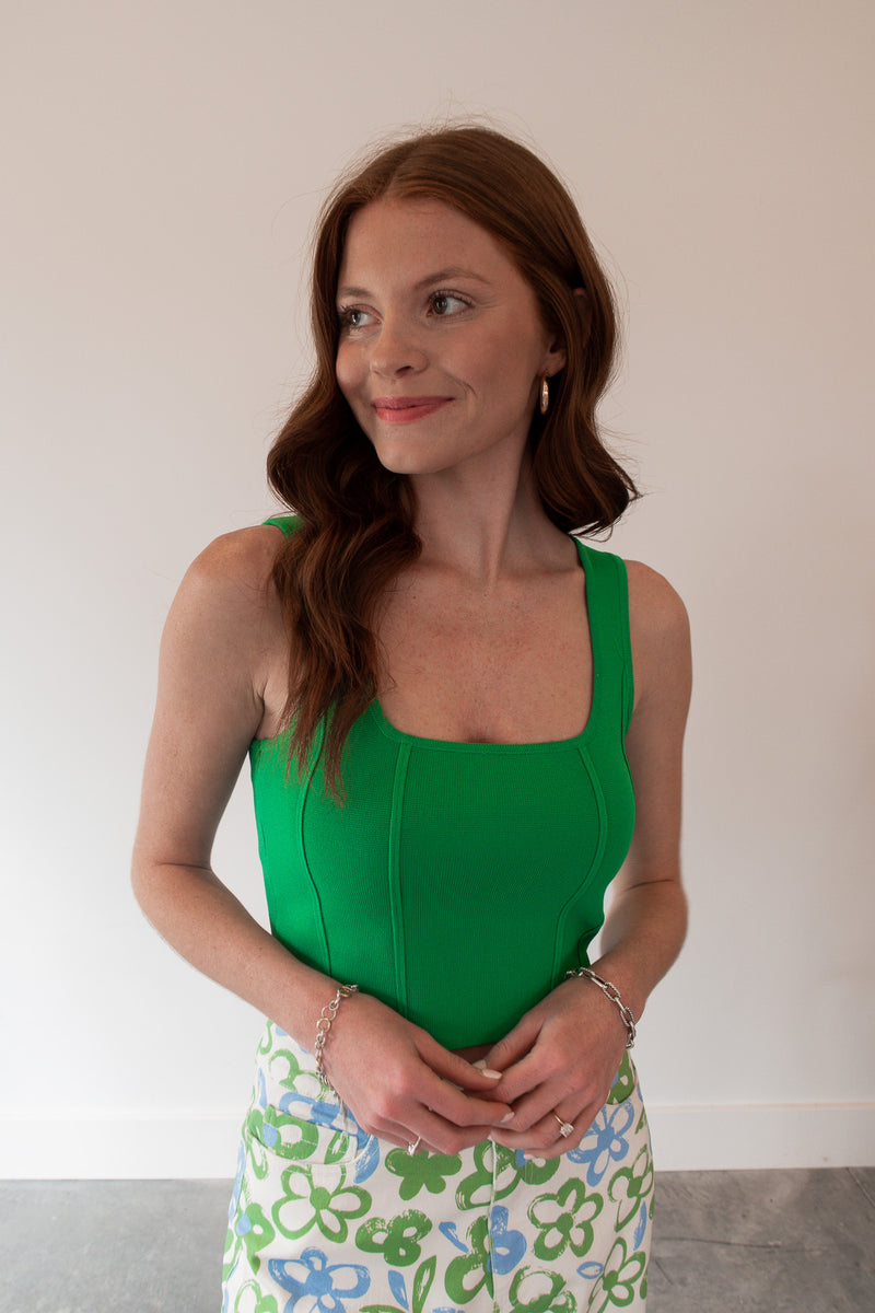 Lulu Green Crop Tank Top