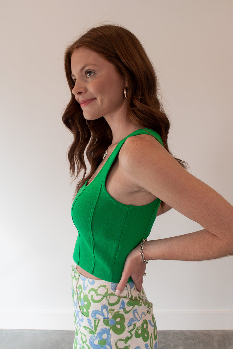 Lulu Green Crop Tank Top