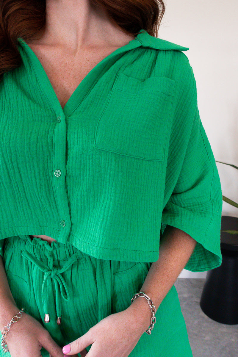 Bora Green Button Down