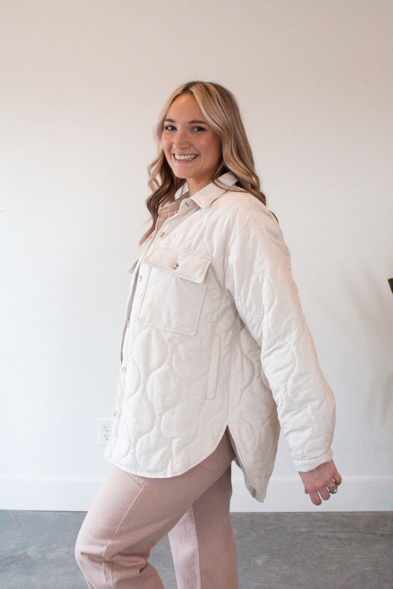 Tinley Cream Oversized Quilted Jacket