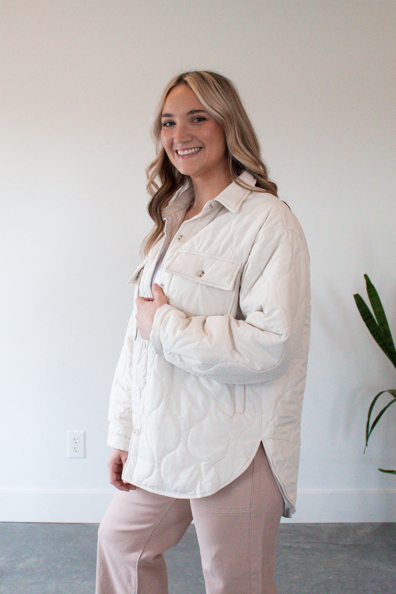 Tinley Cream Oversized Quilted Jacket