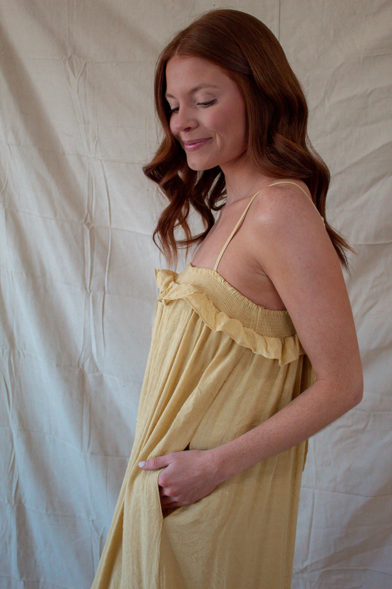 Yellow Ruffle Maxi Dress