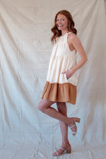 Ivory High Neck Tiered Dress