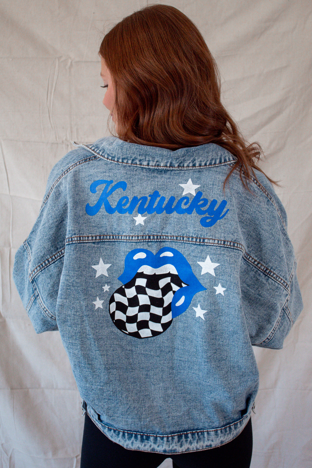 Kentucky Lips Print Denim Jacket