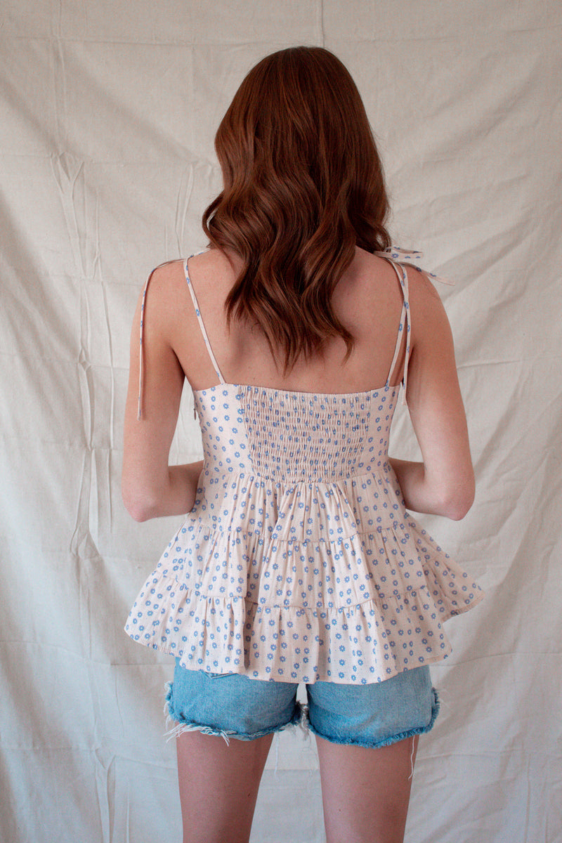 Pink Floral Tiered Tank Top