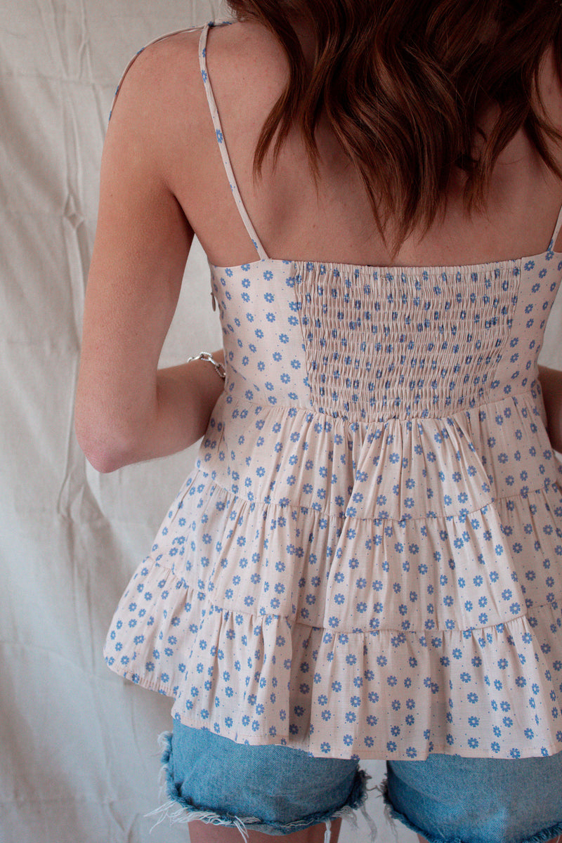 Pink Floral Tiered Tank Top