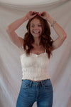 Sandy Cream Ruched Crop Tank