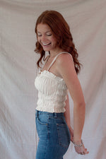 Sandy Cream Ruched Crop Tank