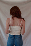 Sandy Cream Ruched Crop Tank