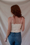 Sandy Cream Ruched Crop Tank