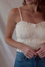 Sandy Cream Ruched Crop Tank