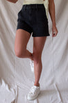 Washed Black Utility Denim Short