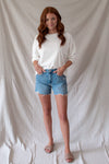 Harper High Rise Slit Denim Short