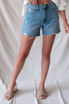 Harper High Rise Slit Denim Short