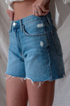 Harper High Rise Slit Denim Short