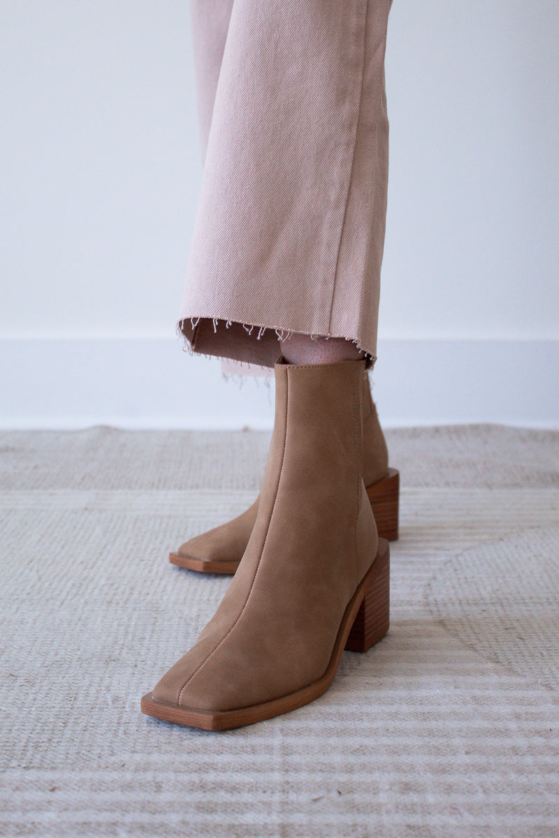 Dallas Square Toe Suede Bootie - Camel