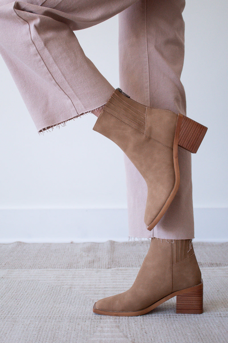 Dallas Square Toe Suede Bootie - Camel